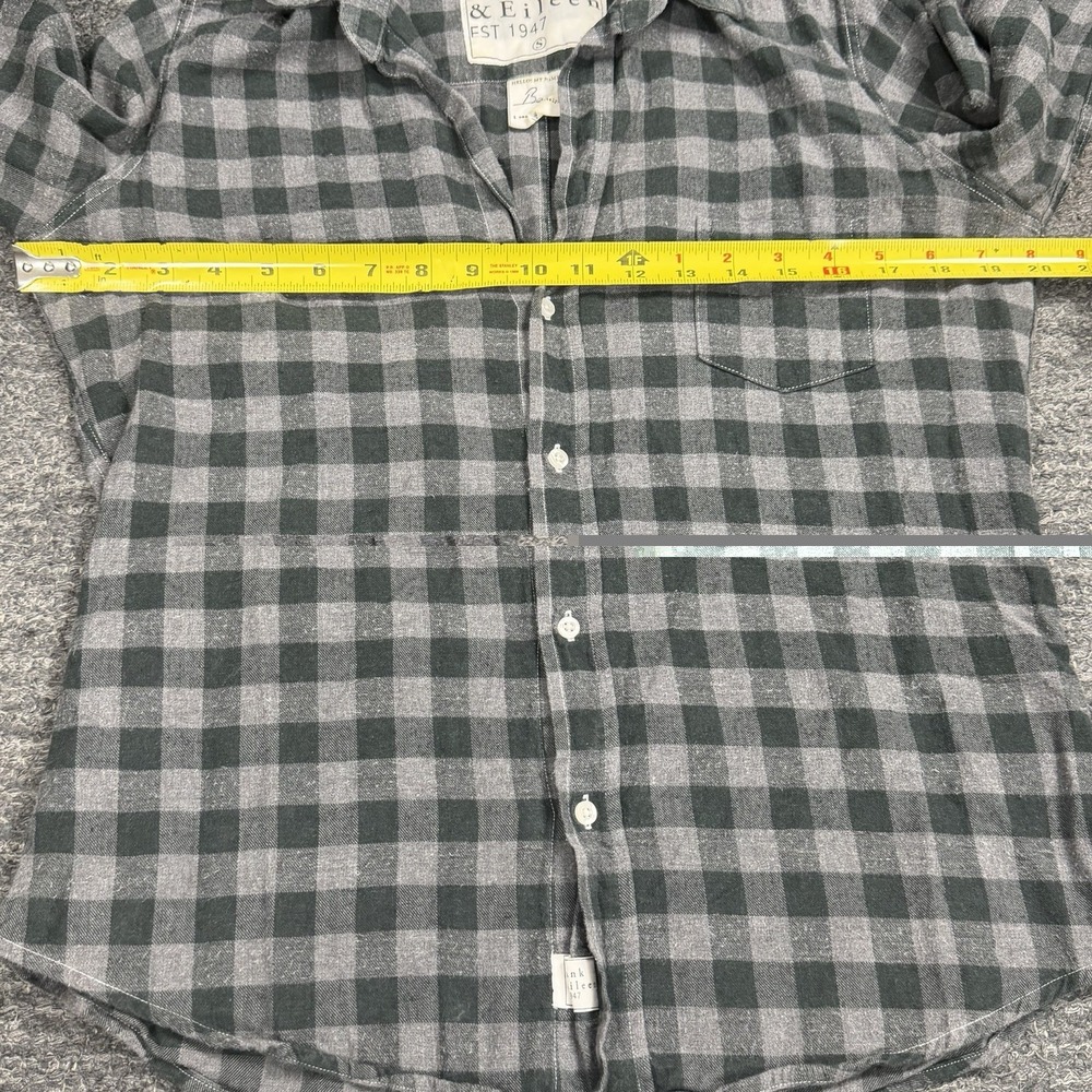 Frank & Eileen Barry Flannel Shirt Women Small Button Up Gray Plaid Cotton Italy - Picture 7 of 9
